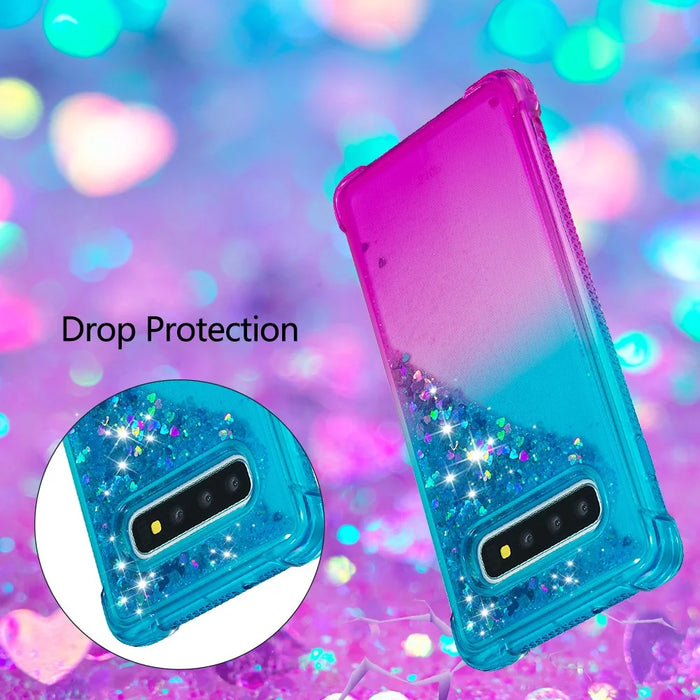 Anti-fall Quicksand TPU Phone Cover for Samsung S10 Plus - Baby Blue / Purple - 6