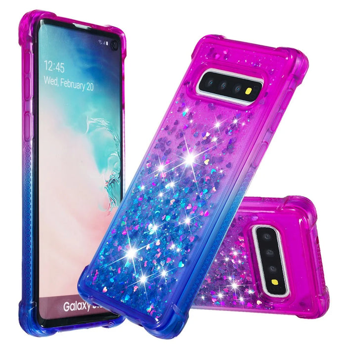 Gradient Glitter Powder Quicksand TPU Case for Samsung Galaxy S10 - Purple / Blue - 1