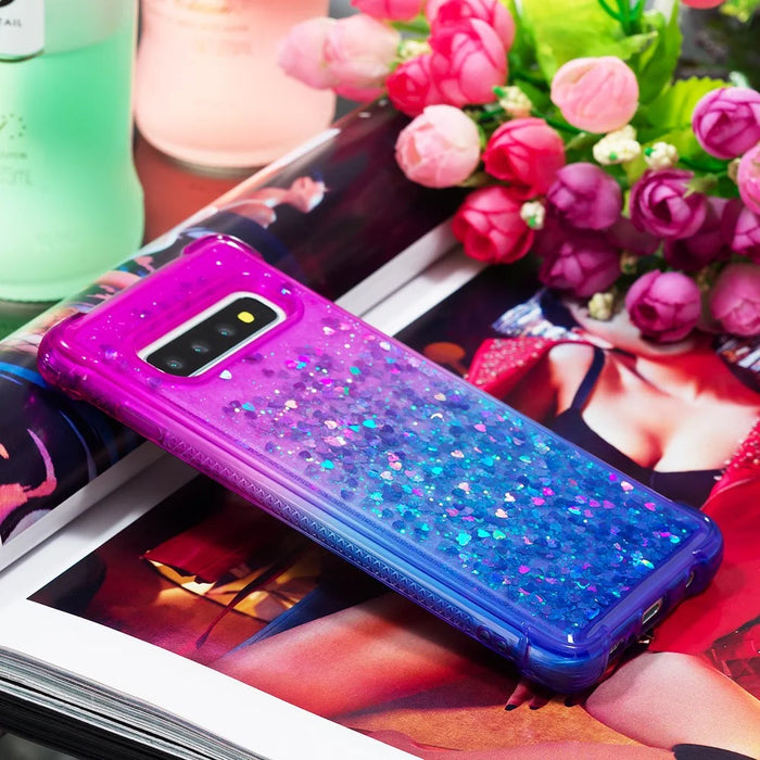 Gradient Glitter Powder Quicksand TPU Case for Samsung Galaxy S10 - Purple / Blue - 2