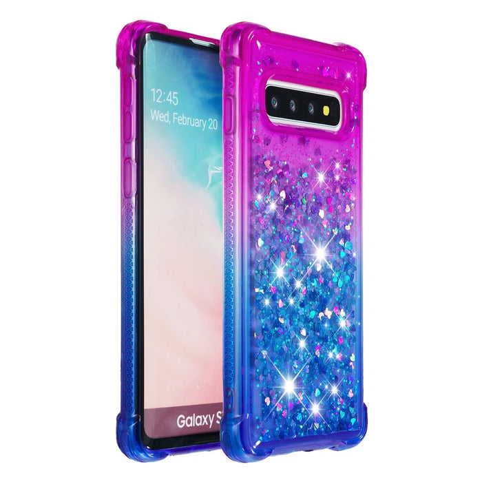 Gradient Glitter Powder Quicksand TPU Case for Samsung Galaxy S10 - Purple / Blue - 3