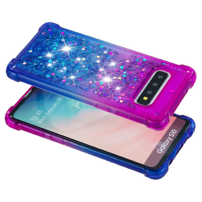 Gradient Glitter Powder Quicksand TPU Case for Samsung Galaxy S10 - Purple / Blue - 4