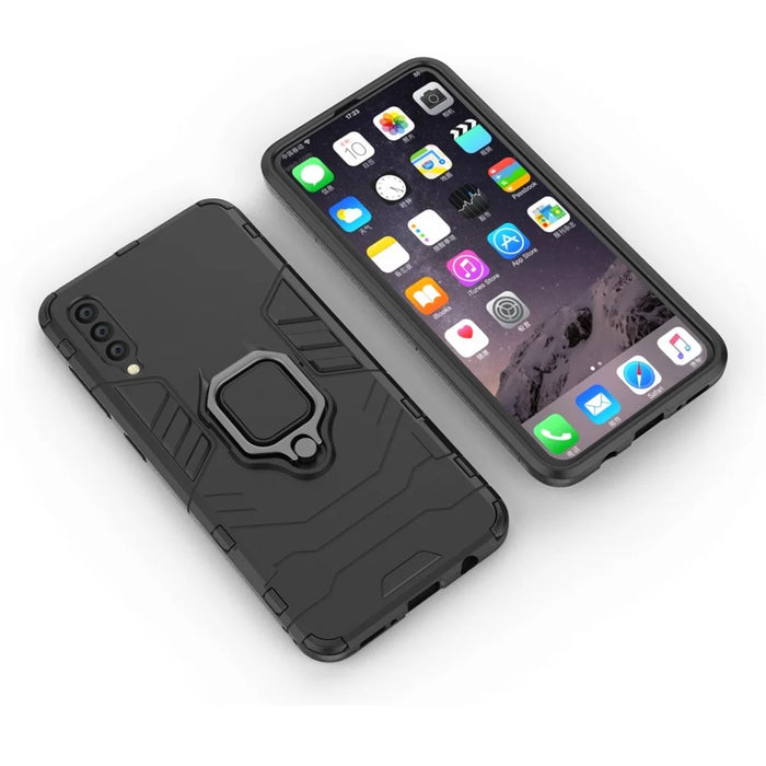 Cool Guard Ring Holder Kickstand PC TPU Hybrid Case for Samsung Galaxy A50 / A50s / A30s - Black - 3