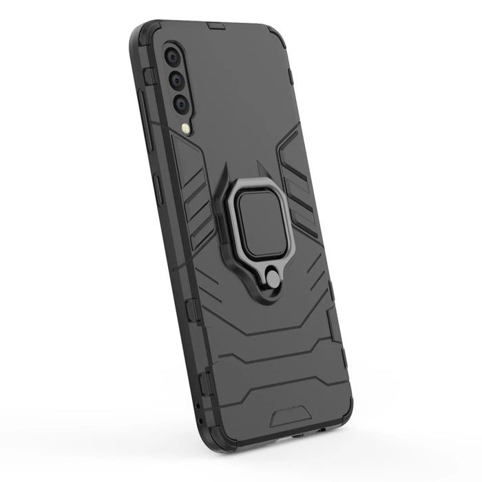 Cool Guard Ring Holder Kickstand PC TPU Hybrid Case for Samsung Galaxy A50 / A50s / A30s - Black - 4