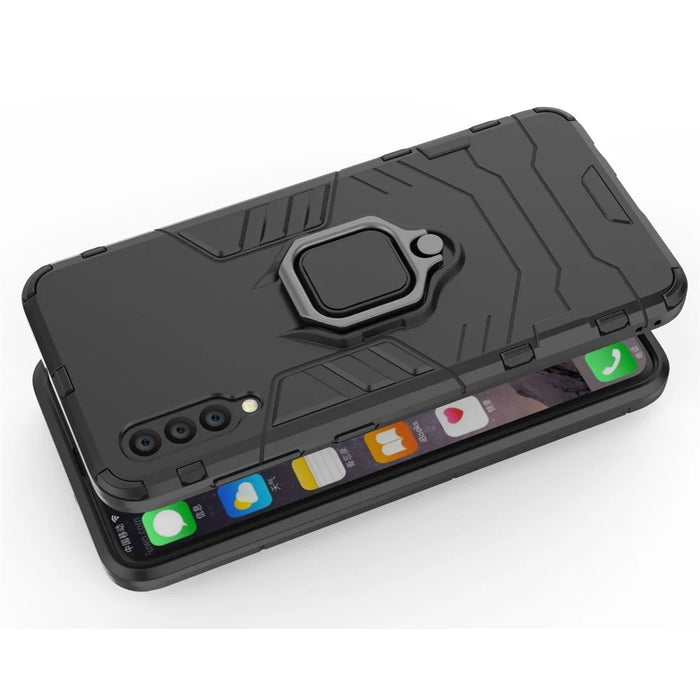 Cool Guard Ring Holder Kickstand PC TPU Hybrid Case for Samsung Galaxy A50 / A50s / A30s - Black - 5