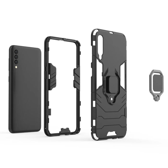 Cool Guard Ring Holder Kickstand PC TPU Hybrid Case for Samsung Galaxy A50 / A50s / A30s - Black - 6