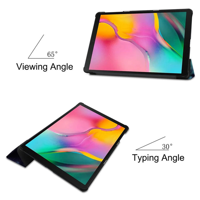 Pattern Printing Wear-resistant PU Leather Tri-fold Stand Auto Wake/Sleep Case for Samsung Galaxy Tab A 10.1 (2019) SM-T510 (Wi-Fi)/SM-T515 (LTE) - Galaxy Pattern - 4