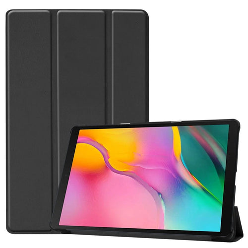 Ultra Lightweight Tri-Fold Stand PU Leather Hard PC Protective Cover for Samsung Galaxy TAB A 10.1 2019 SM-T510 / SM-T515 - Black - 1