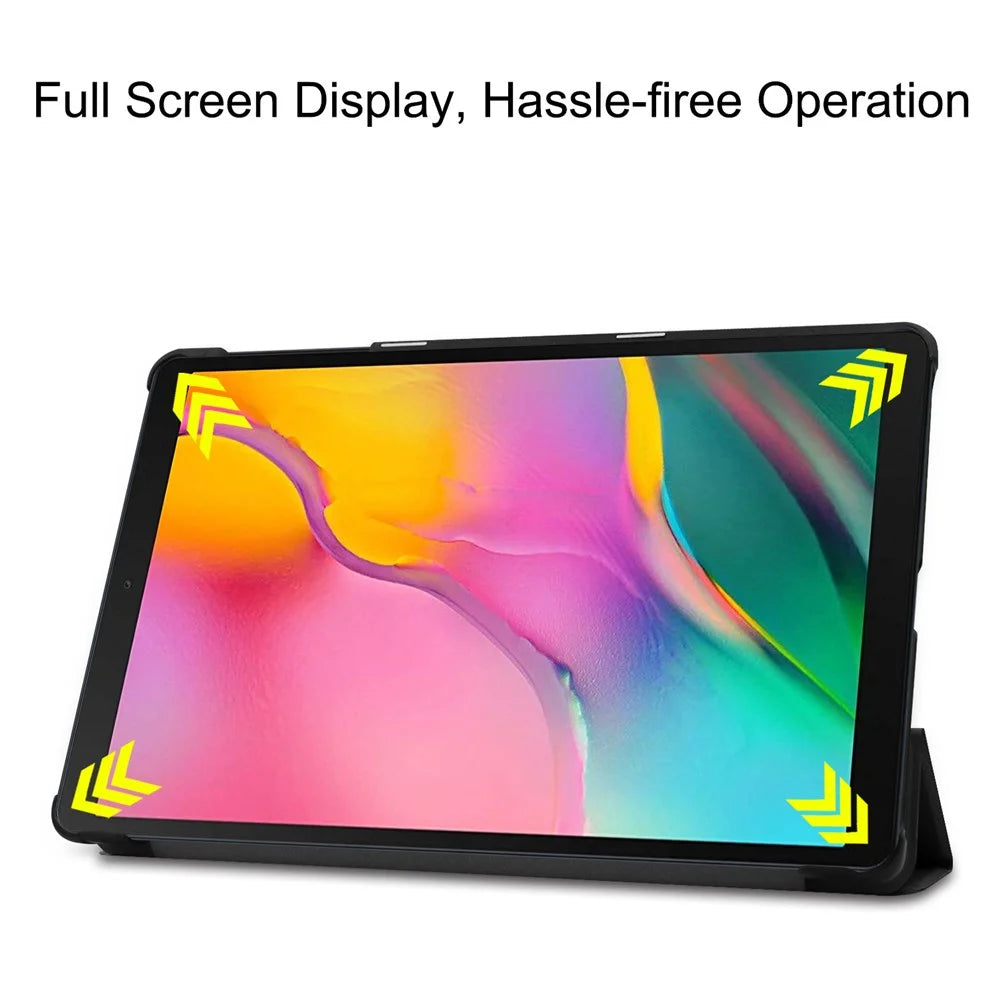Ultra Lightweight Tri-Fold Stand PU Leather Hard PC Protective Cover for Samsung Galaxy TAB A 10.1 2019 SM-T510 / SM-T515 - Black - 4