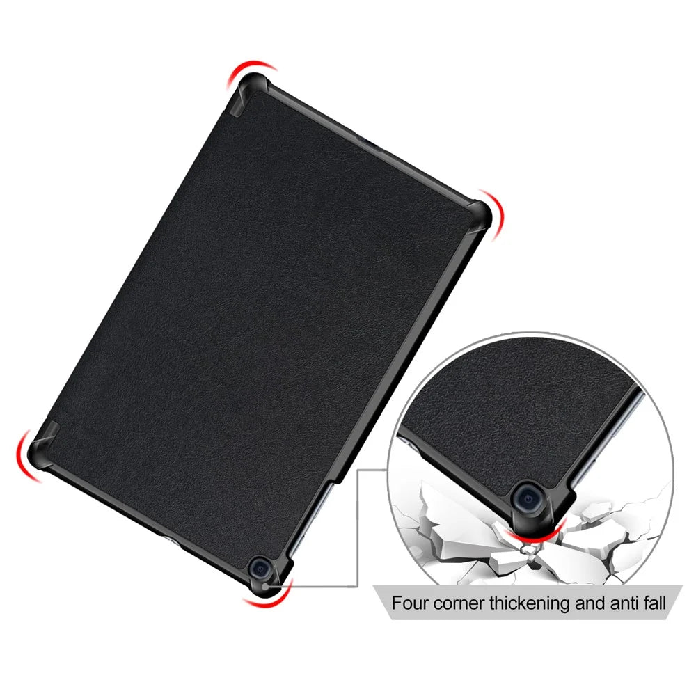 Lightweight Tri-Fold Stand PU Leather Hard Shell Protective Tablet Cover for Samsung Galaxy TAB A 10.1 2019 SM-T510/SM-T515 - Black - 5