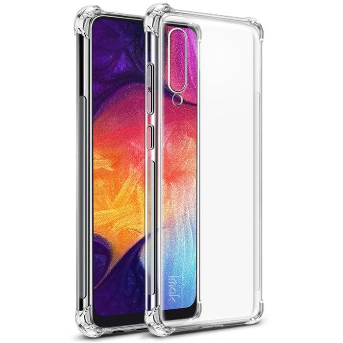 IMAK Shock-proof TPU Soft Back Case + Screen Protector Film for Samsung Galaxy A50/A50s/A30s - Transparent - 1