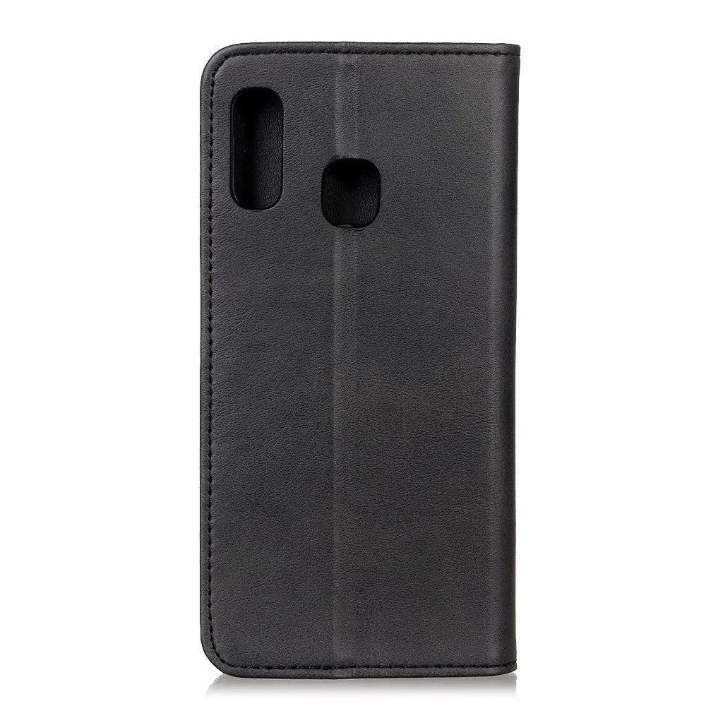 Auto-absorbed Split Leather Cell Phone Case for Samsung Galaxy A20e - Black - 7