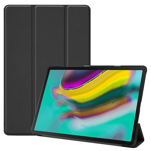 Slim Lightweight Stable Tri-fold Stand Stand PU Leather Protective Full Body Cover for Samsung Galaxy Tab S5e SM-T720 Protective Tablet Cover - Black - 1