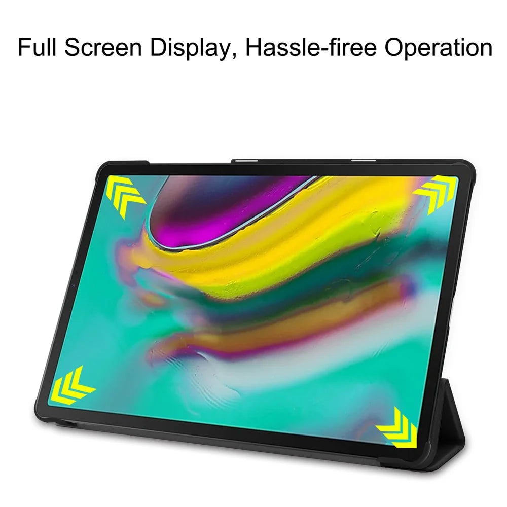 Slim Lightweight Stable Tri-fold Stand Stand PU Leather Protective Full Body Cover for Samsung Galaxy Tab S5e SM-T720 Protective Tablet Cover - Black - 4