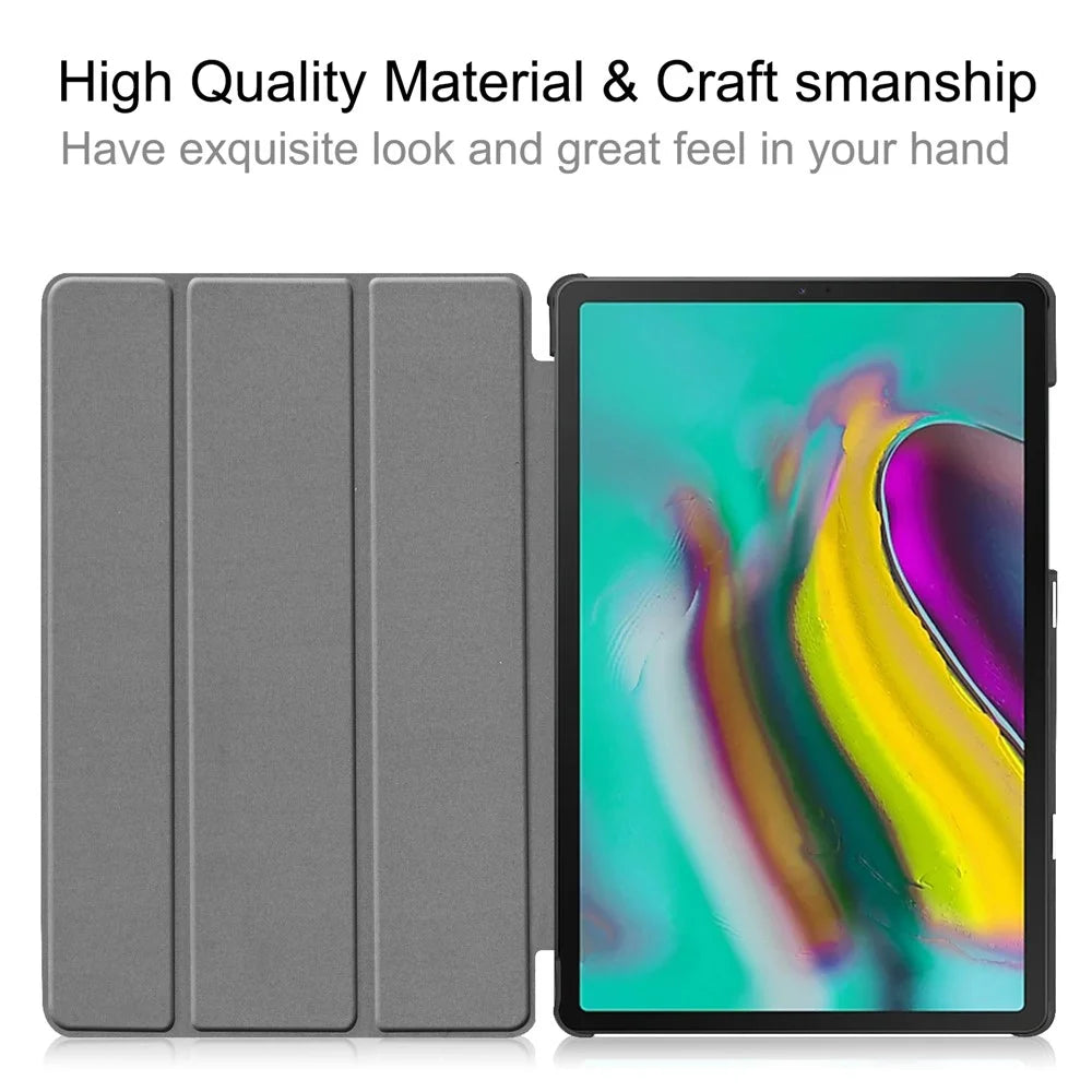 Slim Lightweight Stable Tri-fold Stand Stand PU Leather Protective Full Body Cover for Samsung Galaxy Tab S5e SM-T720 Protective Tablet Cover - Black - 6