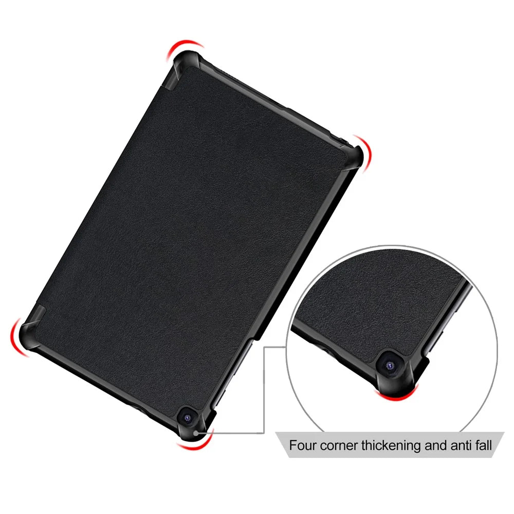 PU Leather Protection Cover Case with Tri-fold Stand for Samsung Galaxy Tab A 8.0 (2019) with S Pen P200 P205 - Black - 5