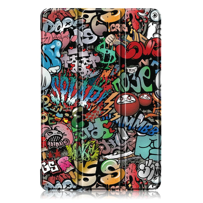 PU Leather Smart Case for Samsung Galaxy Tab S5e SM-T720/SM-T725 Pattern Printing Tri-fold Stand Tablet Cover - Graffiti Pattern - 2