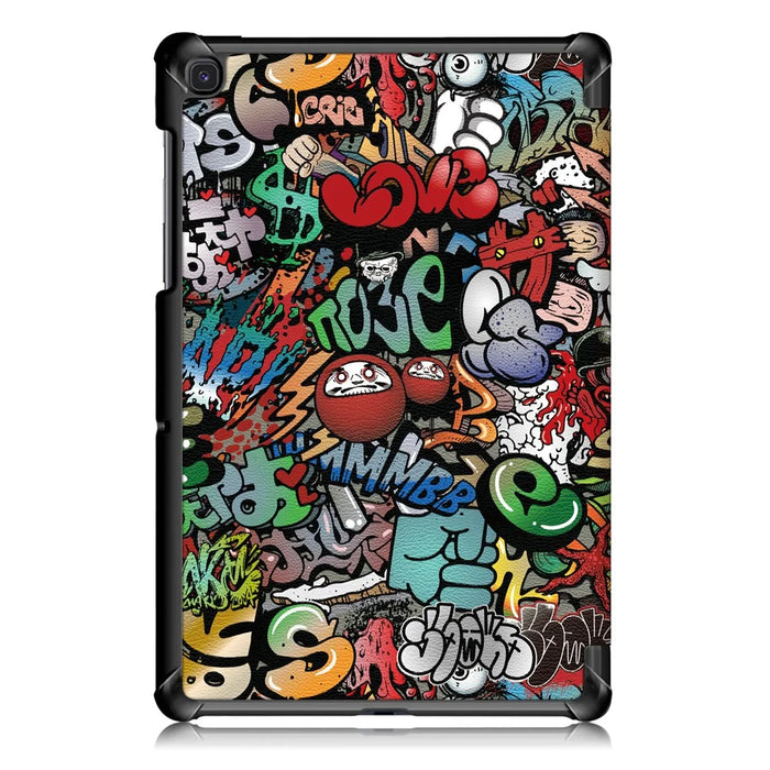 PU Leather Smart Case for Samsung Galaxy Tab S5e SM-T720/SM-T725 Pattern Printing Tri-fold Stand Tablet Cover - Graffiti Pattern - 3