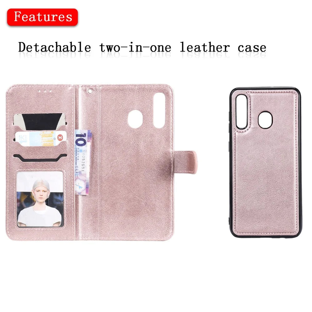 Magnetic KT Leather Series-3 Detachable 2-in-1 Wallet Leather Stand Case for Samsung Galaxy A30 / A20 - Rose Gold - 4