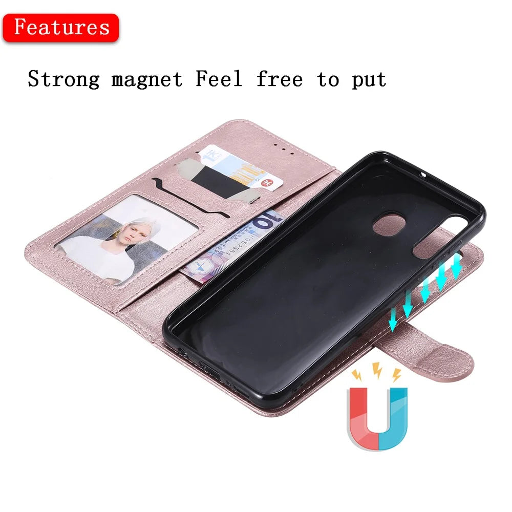 Magnetic KT Leather Series-3 Detachable 2-in-1 Wallet Leather Stand Case for Samsung Galaxy A30 / A20 - Rose Gold - 5