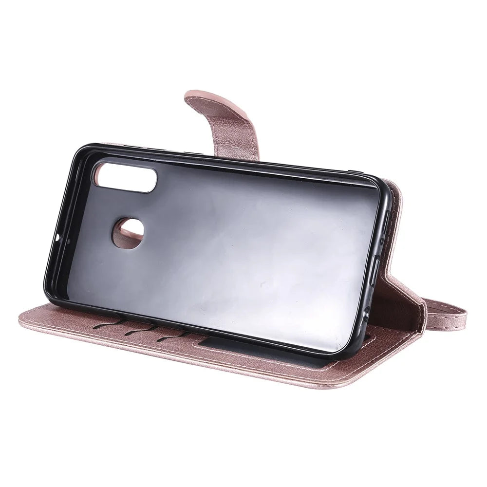 Magnetic KT Leather Series-3 Detachable 2-in-1 Wallet Leather Stand Case for Samsung Galaxy A30 / A20 - Rose Gold - 6