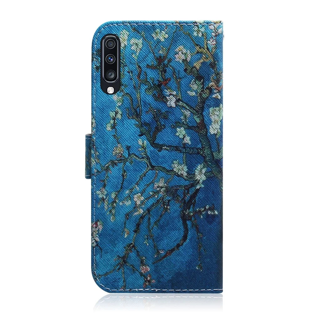 Patterned Leather Wallet Case for Samsung Galaxy A70 - Tree with Flowers - 3