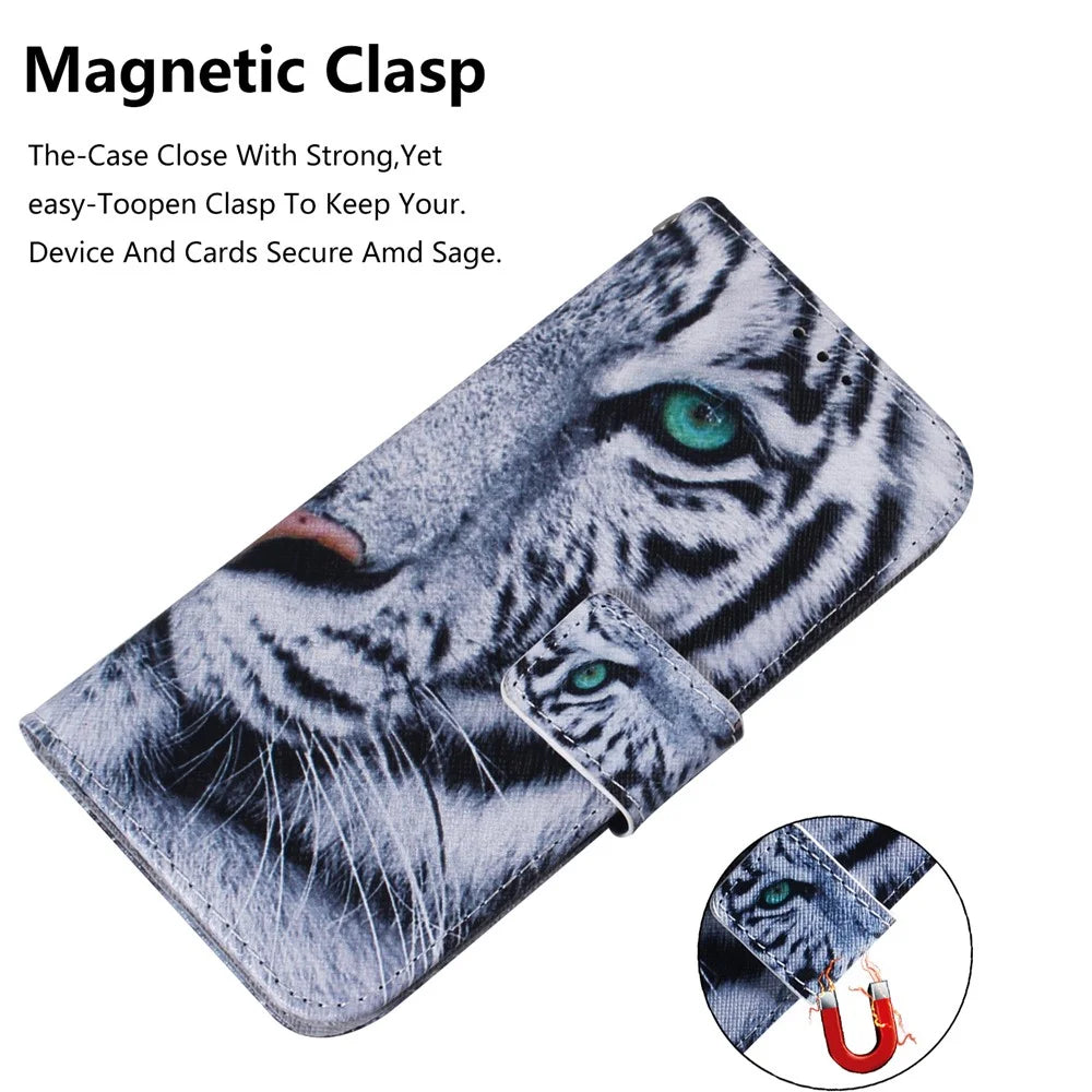 Patterned Leather Wallet Case for Samsung Galaxy A40 - Tiger - 4