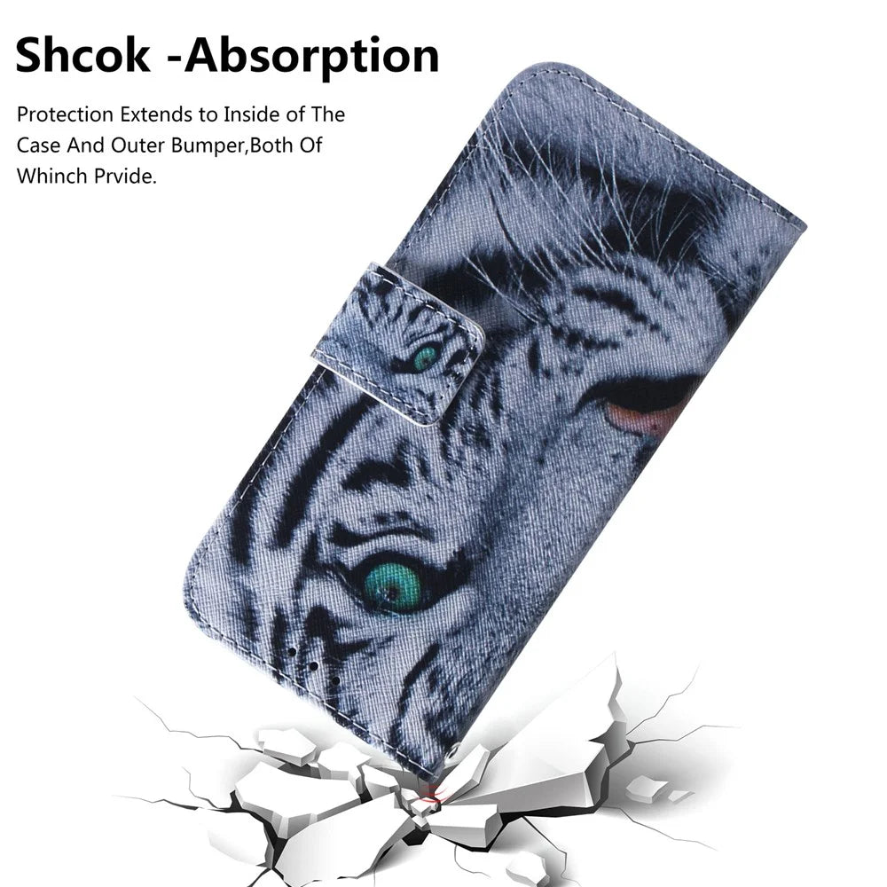 Patterned Leather Wallet Case for Samsung Galaxy A40 - Tiger - 5