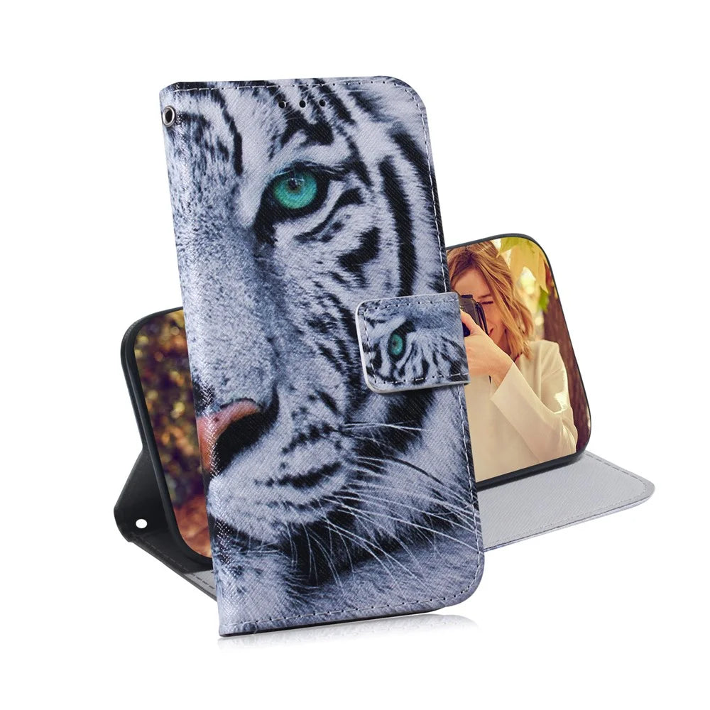 Patterned Leather Wallet Case for Samsung Galaxy A40 - Tiger - 7