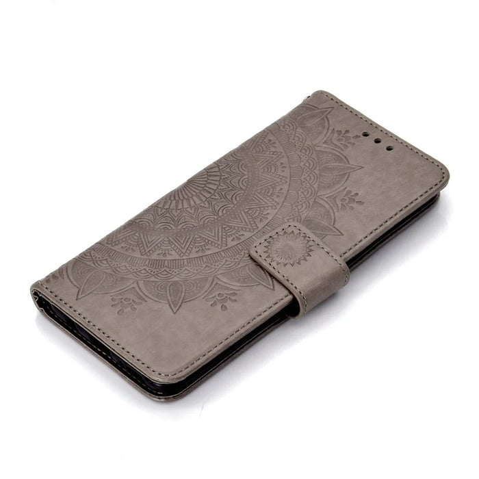 Imprint Flower Leather Wallet Case for Samsung Galaxy A50 / A50s / A30s - Grey - 7