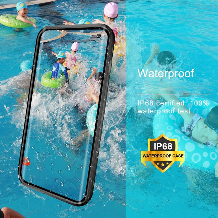 REDPEPPER IP68 Waterproof Phone Case for Samsung Galaxy S10 Plus [Support Fingerprint Unlock] [Clear Back] - Black - 4