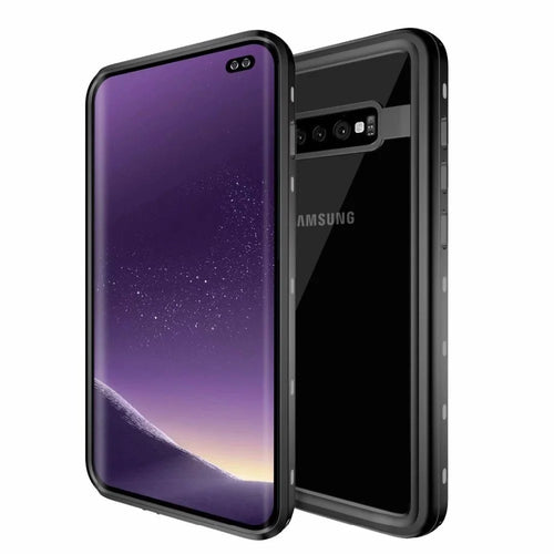 REDPEPPER IP68 Waterproof Phone Case Fingerprint Unlock Clear Back Case for Samsung Galaxy S10 - Black - 1