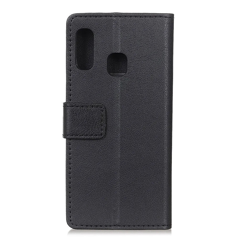 PU Leather Magnetic Stand Wallet Protective Case for Samsung Galaxy A20e - Black - 3