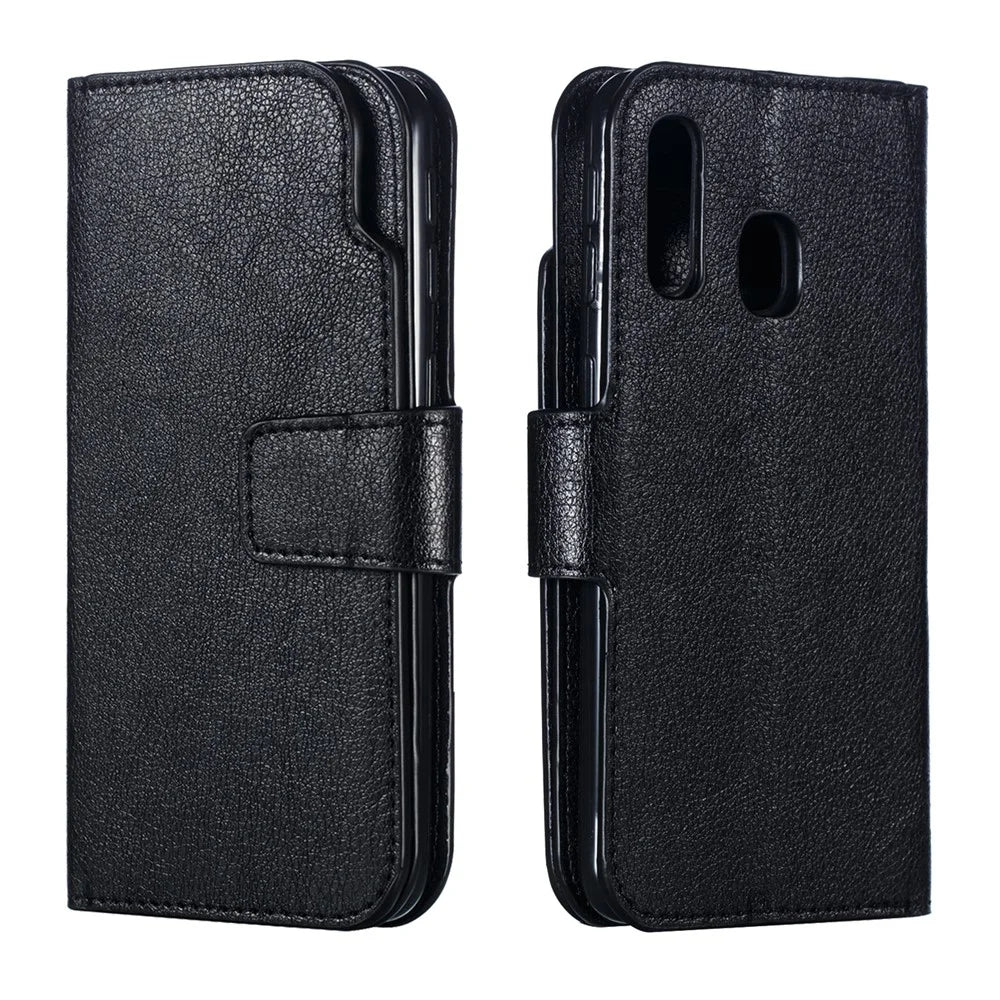 For Samsung Galaxy A40 [9 Card Slots] Crazy Horse Wallet Leather Mobile Case - Black - 3