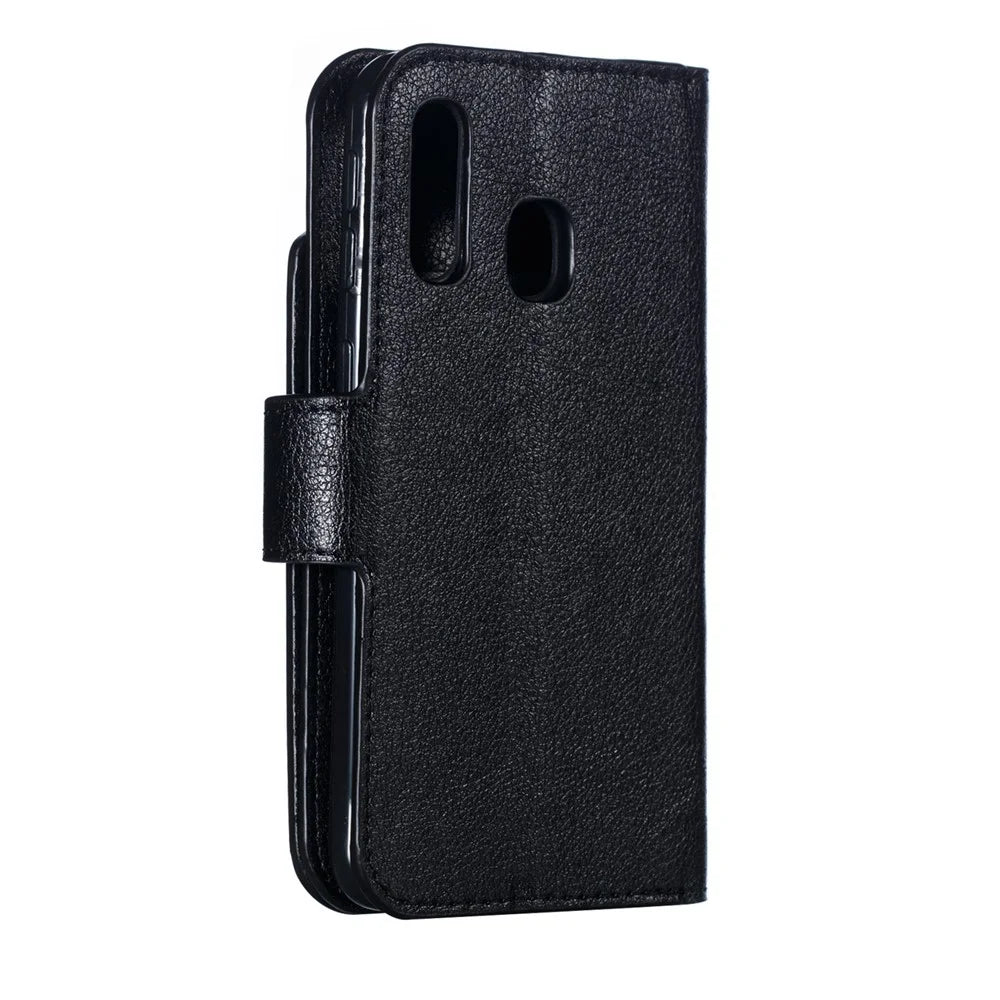 For Samsung Galaxy A40 [9 Card Slots] Crazy Horse Wallet Leather Mobile Case - Black - 6