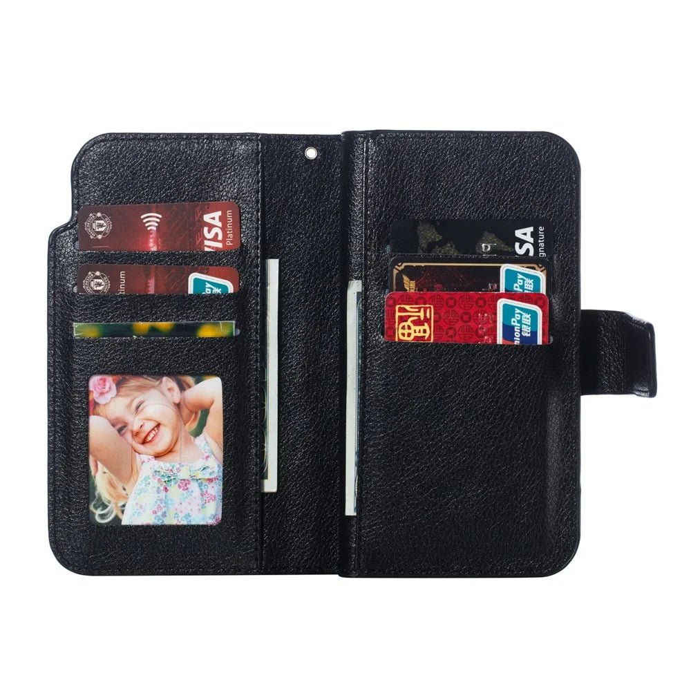 For Samsung Galaxy A40 [9 Card Slots] Crazy Horse Wallet Leather Mobile Case - Black - 7