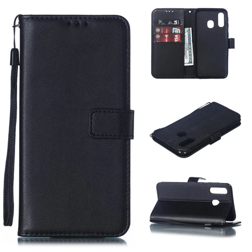 Wallet Stand Leather Case Accessory for Samsung Galaxy A40 - Black - 1