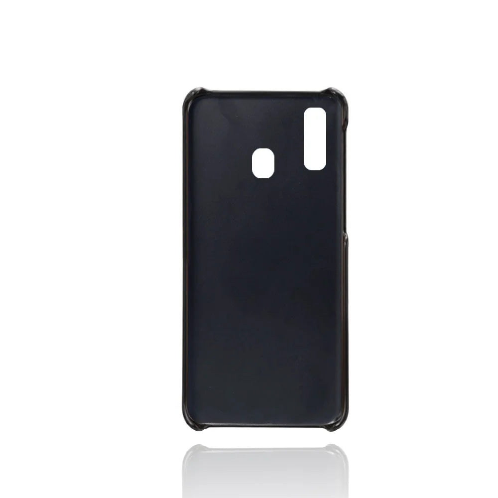 For Samsung Galaxy A40 PU Leather Coated PC Mobile Casing with Dual Card Slots - Black - 5
