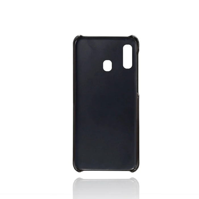 Double Card Slots PU Leather Coated PC Case for Samsung Galaxy A20e - Black - 3