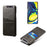 Double Card Slots PU Leather Coated PC Case for Samsung Galaxy A80 - Black - 1