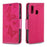 For Samsung Galaxy A40 PU Leather Imprint Butterflies Phone Case - Rose - 4