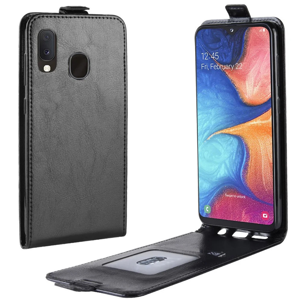 Crazy Horse Vertical Flip Leather Protective Case for Samsung Galaxy A20e - Black - 1