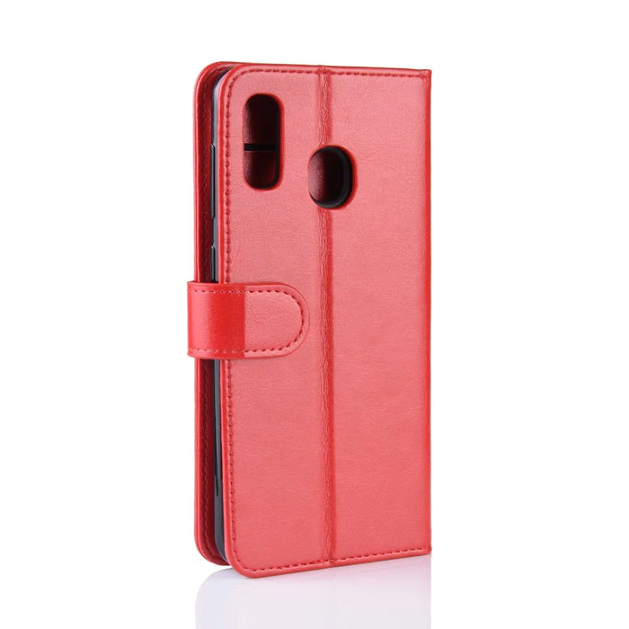 Crazy Horse PU Leather Stand Wallet Flip Case for Samsung Galaxy A20e - Red - 3