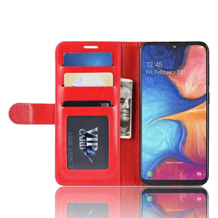 Crazy Horse PU Leather Stand Wallet Flip Case for Samsung Galaxy A20e - Red - 6