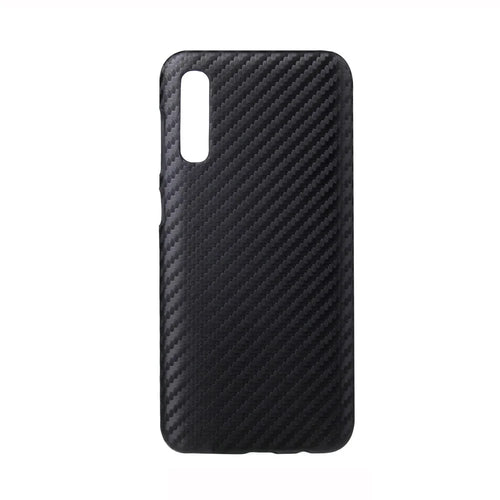 PU Leather Coated Hard PC Case for Samsung Galaxy A70/A70s - Black Carbon Fiber Texture - 1