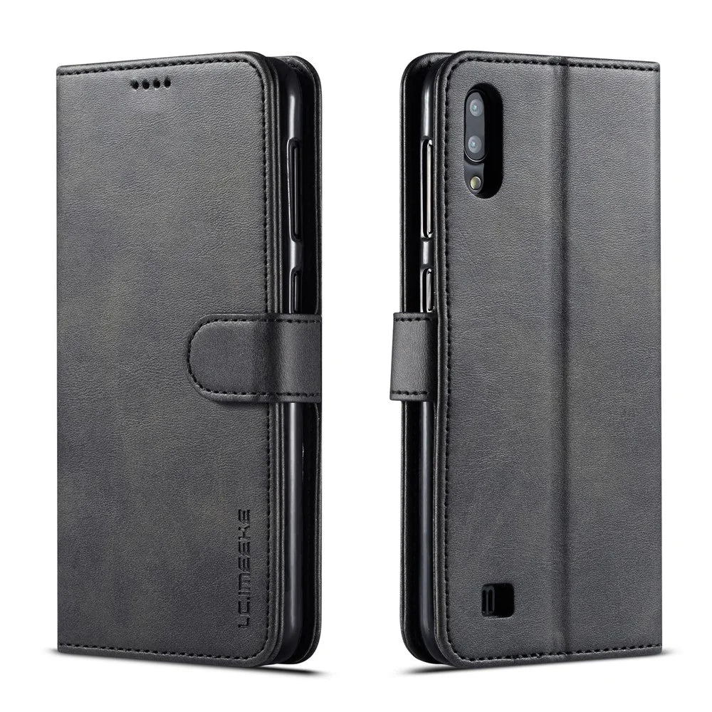 LC.IMEEKE Wallet Leather Stand Case for Samsung Galaxy A10 - Black - 1