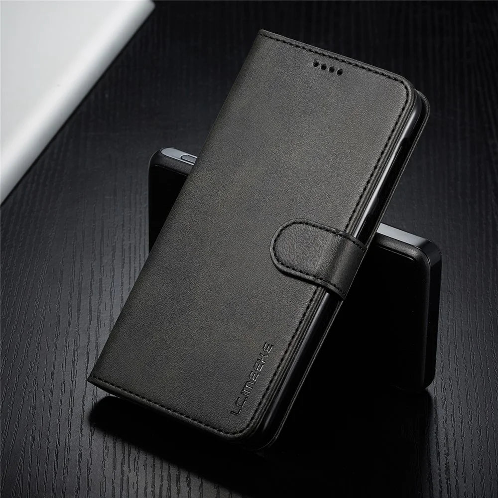 LC.IMEEKE Wallet Leather Stand Case for Samsung Galaxy A10 - Black - 4