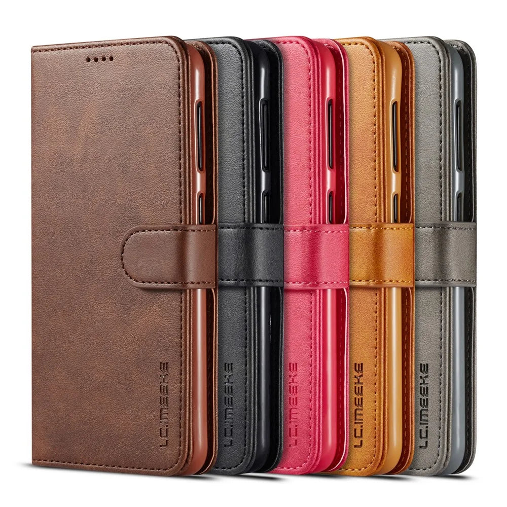 LC.IMEEKE Wallet Leather Stand Case for Samsung Galaxy A10 - Black - 6