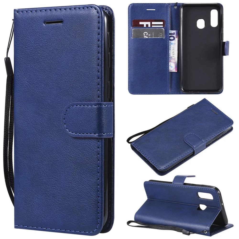 Magnetic Detachable 2-in-1 Wallet Leather Stand Case for Samsung Galaxy A40 - Blue - 1