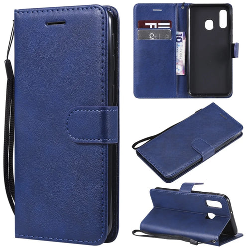 Magnetic Detachable 2-in-1 Wallet Leather Stand Case for Samsung Galaxy A40 - Blue - 1