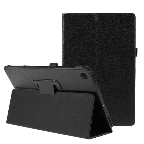 Litchi Texture Leather Stand Tablet Protective Case for Samsung Galaxy Tab S5e SM-T720 - Black - 1